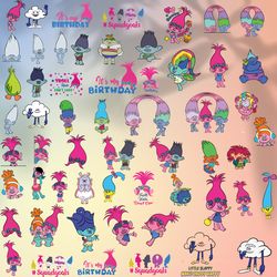 Trolls Svg Bundle, Poppy Queen Svg, Trolls Svg, Trolls Png,Trolls Clipart, Cartoon Clipart, Png Clip Art Files, Trolls