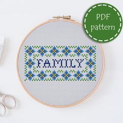 LP0224 Family cross stitch pattern for begginer - Lettering xstitch pattern in PDF format - Instant download