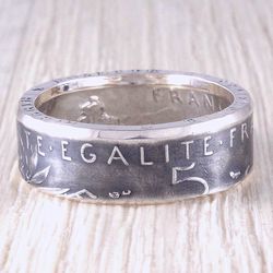 Silver Coin Ring (France) Liberte, Egalite, Fraternite