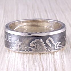 Silver Coin Ring (Belgium) Lion