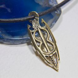 Brass Amulet of Akatosh / Skyrim Amulet / LARP/ Armor Jewelry / Gift for Geek /Fantasy RPG / Leather cor Necklace