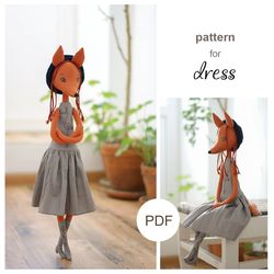 Doll clothing pattern: drop waist dress for doll fox - PDF digital pattern