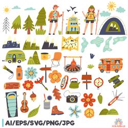 hiking camping clipart