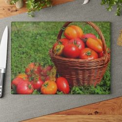 Glass Cutting Board Basket of tomatoes ornament