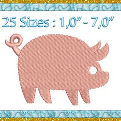 Pig machine embroidery design