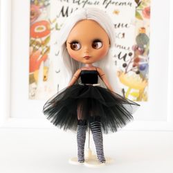 Halloween outfit for Blythe doll, Icy doll, Pullip, black set doll clothes in gothic style for BJD 1:6, witch costume