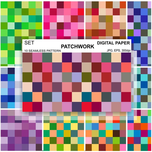 Patchwork Patterns Digital Patchwork Seamless Pattern Blanket Wallpaper Digital Paper B | Inspire ...