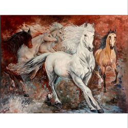 Oil painting "The Sorceress"Beautiful horse Large painting 70 by 90 cm(27,5591 by 35,4331)