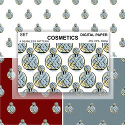 Spirits Seamless Pattern Beauty Wallpaper Perfume Digital Paper Background Designs Surface Fabric Textile Fashion