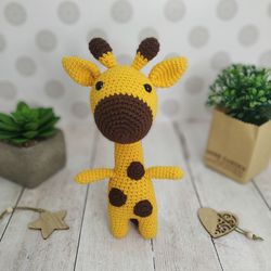 little stuffed giraffe, cute plush giraffe toy, 1st birthday gift, handmade giraffe, woodland baby toys