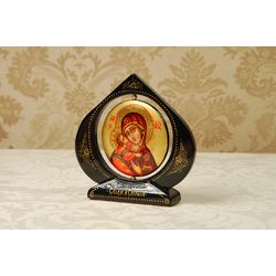 Hand Painted Orthodox Icon Virgin Mary Most Holy Theotokos Madonna collectible religious art gift