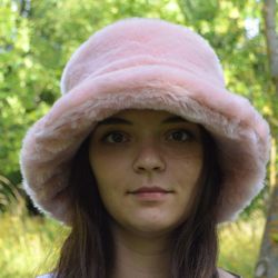 Fur pink hat for women. Luxury fashion furry hat. Cute fuzzy bucket hats.  Fluffy warm hat. Faux fur bucket hat.
