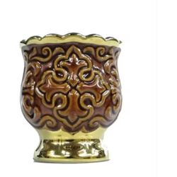 Brown Porcelain Standing Oil Lamp - Ceramic Vigil Lamp - Vine Oil Lamp - Vine Oil Lamp Holders - Table Oil Lamp