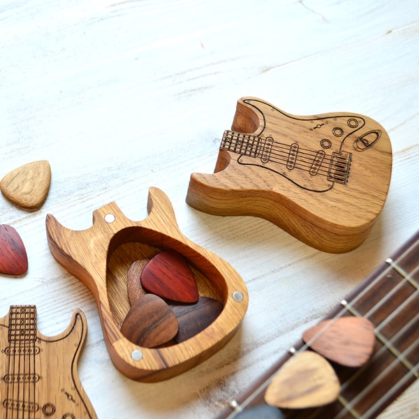 Guitar Pick Box, Personalized Guitar Pick Holder, Wooden Gui - Inspire ...
