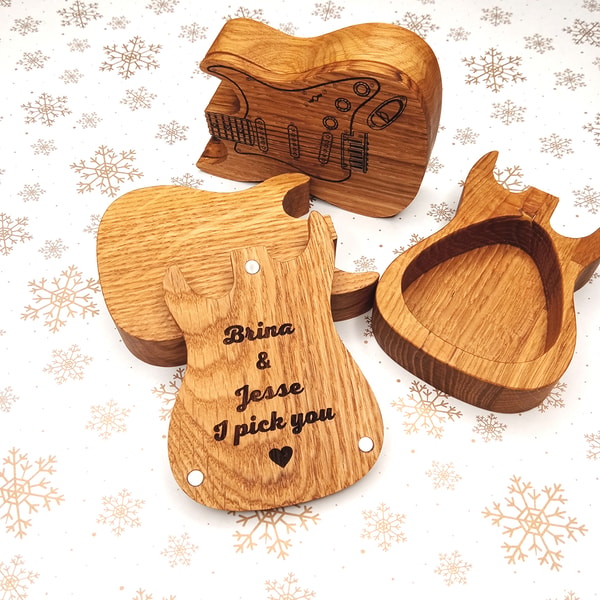 Guitar Pick Box, Personalized Guitar Pick Holder, Wooden Gui - Inspire ...