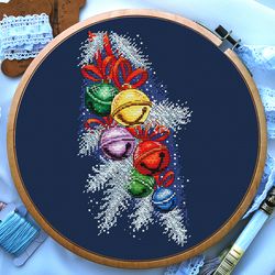 Christmas bells cross stitch pattern, Christmas ornaments cross stitch, Christmas tree cross stitch, Winter cross stitch