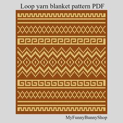 Loop yarn Finger knitted Indian style blanket pattern PDF