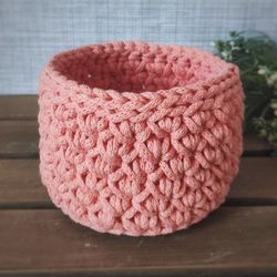 crocheted storage basket