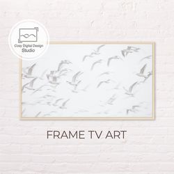 Samsung Frame TV Art | 4k Minimalist White Birds Abstract Art For The Frame TV | Digital Art Frame Tv