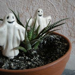 Ceramic ghost. Planted decorations. Handmade