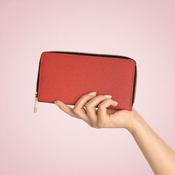 Zipper Wallet Red fabric texture