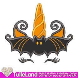 Halloween Unicorn Bat Machine embroidery applique design
