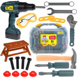 Play Brainy 28 pc Pretend Kids Tool Kit Set with Carrying Case