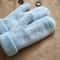 Double soft light blue color warm alpaca wool women handknitted mittens