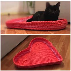 Cat bed heart, cat bed crochet