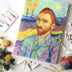 Vincent Van Gogh portrait original painting impressionist wall art oil canvas