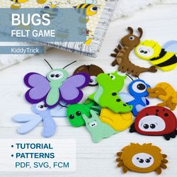 Quiet book page Sewing Pattern, Felt game insects