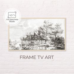 Samsung Frame TV Art | 4k Vintage Monochrome Landscape Art For The Frame TV | Digital Art Frame TV | Instant Download