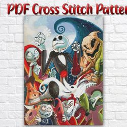 Jack And Sally Cross Stitch Pattern / Nightmare Before Christmas Cross Stitch Pattern / Halloween Printable PDF Chart