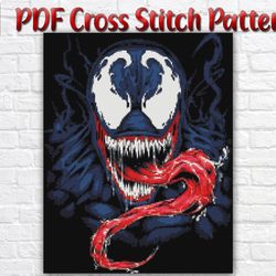 Venom Cross Stitch Pattern / Marvel Cross Stitch Pattern / Avengers Cross Stitch Pattern / Heroes Printable PDF Chart