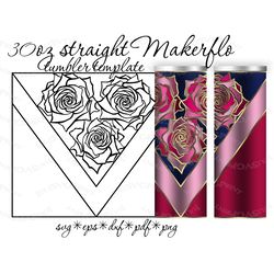 roses tumbler template svg for 30 oz straight makerflo tumbler v split tumbler template svg tangram pattern cut file