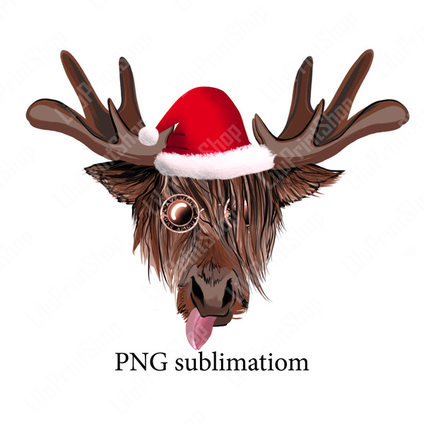 Christmas deer with red hat clip art png