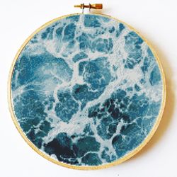 10inch Modern Cross Stitch Pattern, Sea Wave Nature Embroidery Needlecraft Pattern, Scenery cross stitch