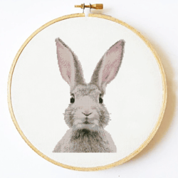 Easter bunny cross stitch pattern, Nursery decor cross stitch, Woodland animal embroidery, Modern cross stitch