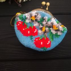Beaded Wallet , Ladies' Wallet , Cute Purse with a bow for coins
