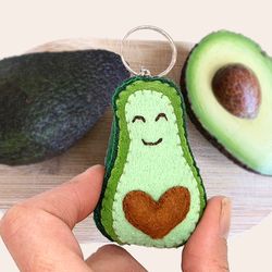 Cute keychain, plush avocado  accessory, key chains for women, funny gift for best friend