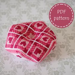 BP005 Biscornu cross stitch pattern in PDF - Pincushion valentines day xstitch pattern in PDF format - Instant download