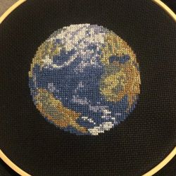 SPace cross stitch pattern, Planet earth cross stitch pattern
