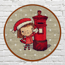 Christmas girl cross stitch pattern PDF