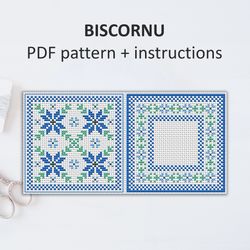 BP014 Biscornu cross stitch pattern in PDF - Pincushion needle bed xstitch pattern in PDF format - Instant download