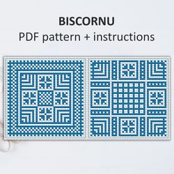 BP021 Biscornu cross stitch pattern in PDF - Pincushion needle bed xstitch pattern in PDF format - Instant download