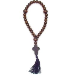 Wooden Rosary Beads Handcrafted in Russia, Wood Rosaries on cord, 30 Wood Beads Rosary, Chotki