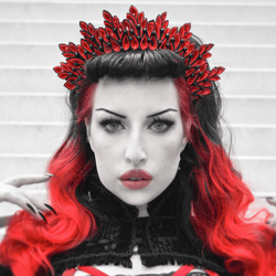 Gothic woman headpiece  Red wedding crown Bridal bride crown Spike tiara Dark queen Fantasy Halloween headdress