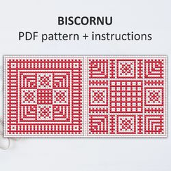 BP022 Biscornu cross stitch pattern in PDF - Pincushion needle bed xstitch pattern in PDF format - Instant download