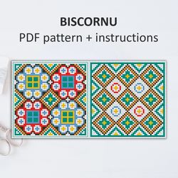 BP025 Biscornu cross stitch pattern in PDF - Pincushion needle bed xstitch pattern in PDF format - Instant download