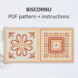 BP026 Biscornu cross stitch pattern in PDF - Pincushion needle bed xstitch pattern in PDF format - Instant download